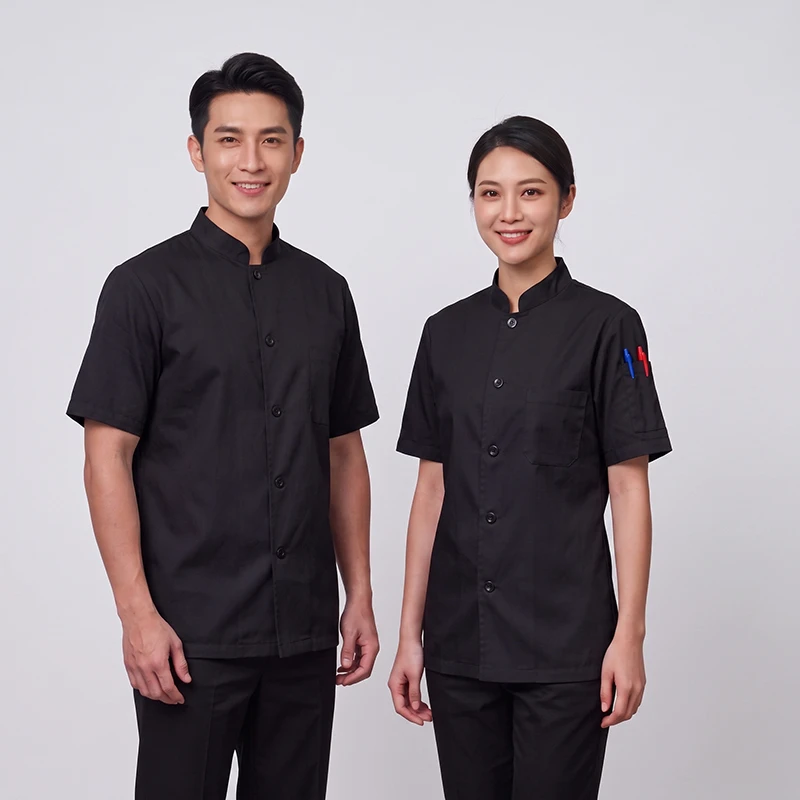 廚師服-單排扣 透氣機能網布-黑色