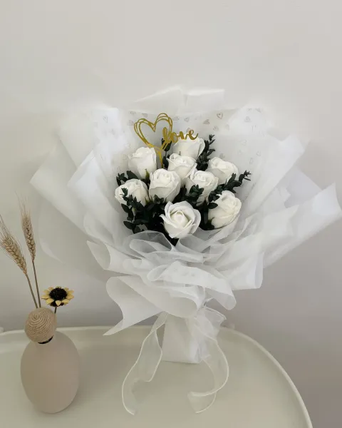 白玫瑰香皂花花束 FND2010