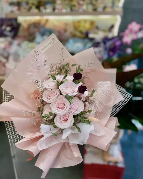 淡粉玫瑰香皂花花束 FND2018