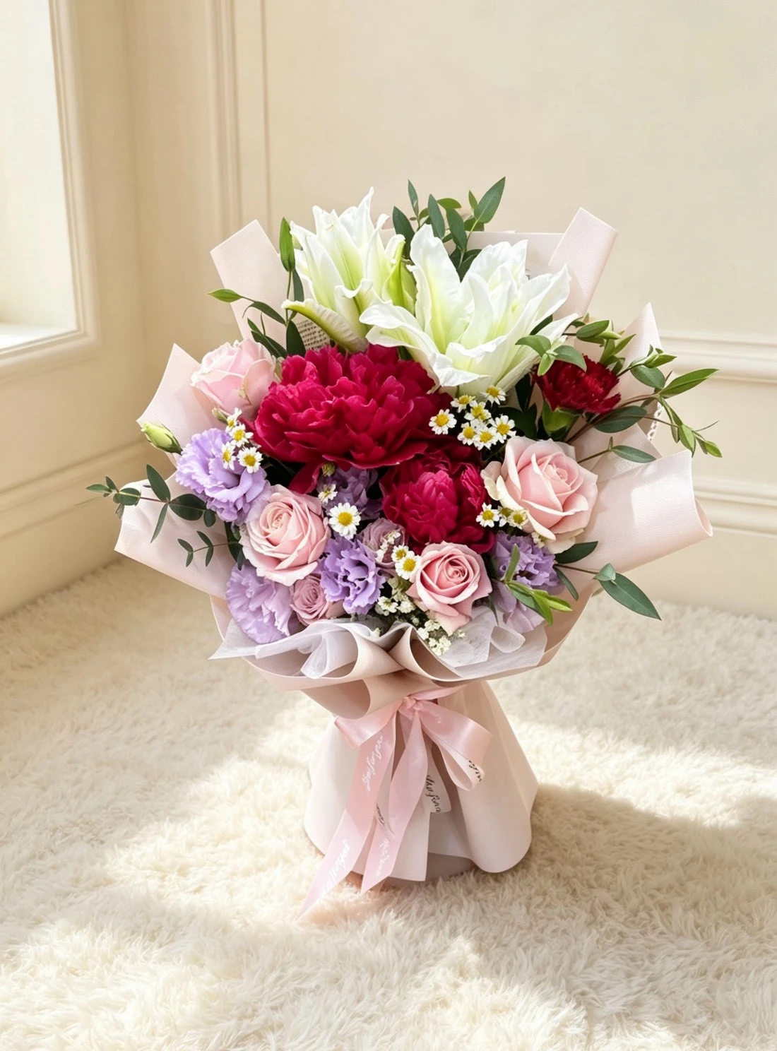 花園系列－浪漫百合鮮花花束