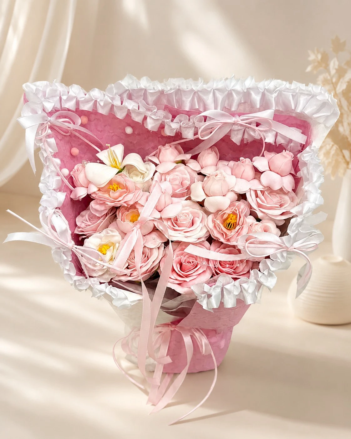 粉霧蕾絲仙子香氛花束