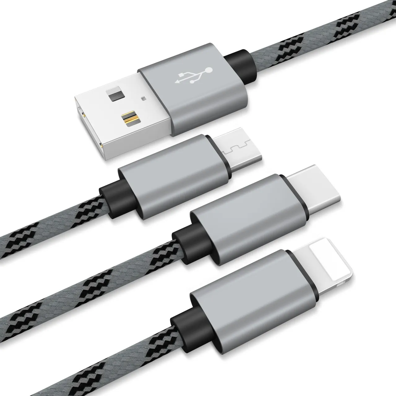 三合一鋁頭傳輸充電線(一拖三)