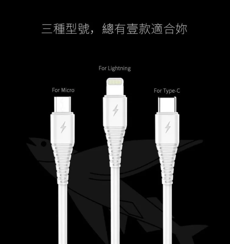 HANG R12 3.4A 飛魚閃充快速數據線