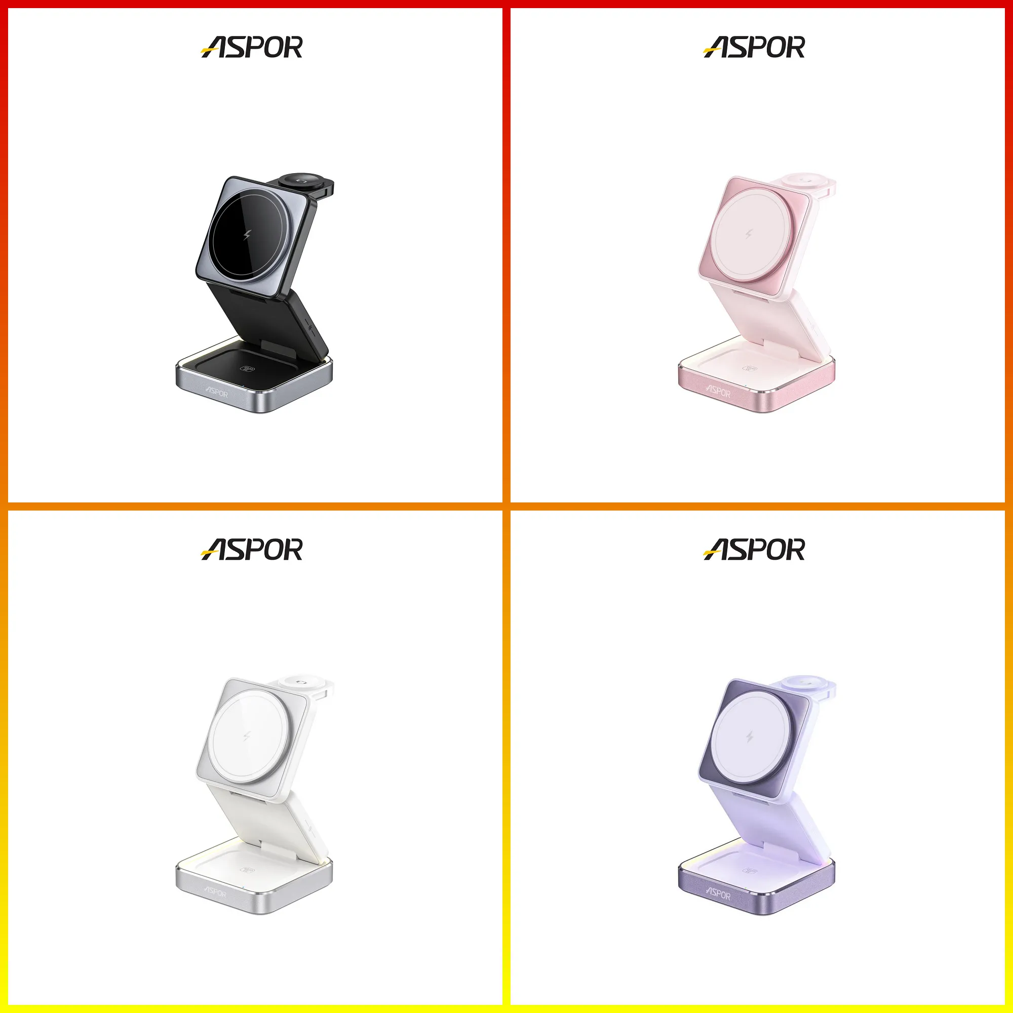 ASPOR小魔方磁吸折疊無線充電座W90