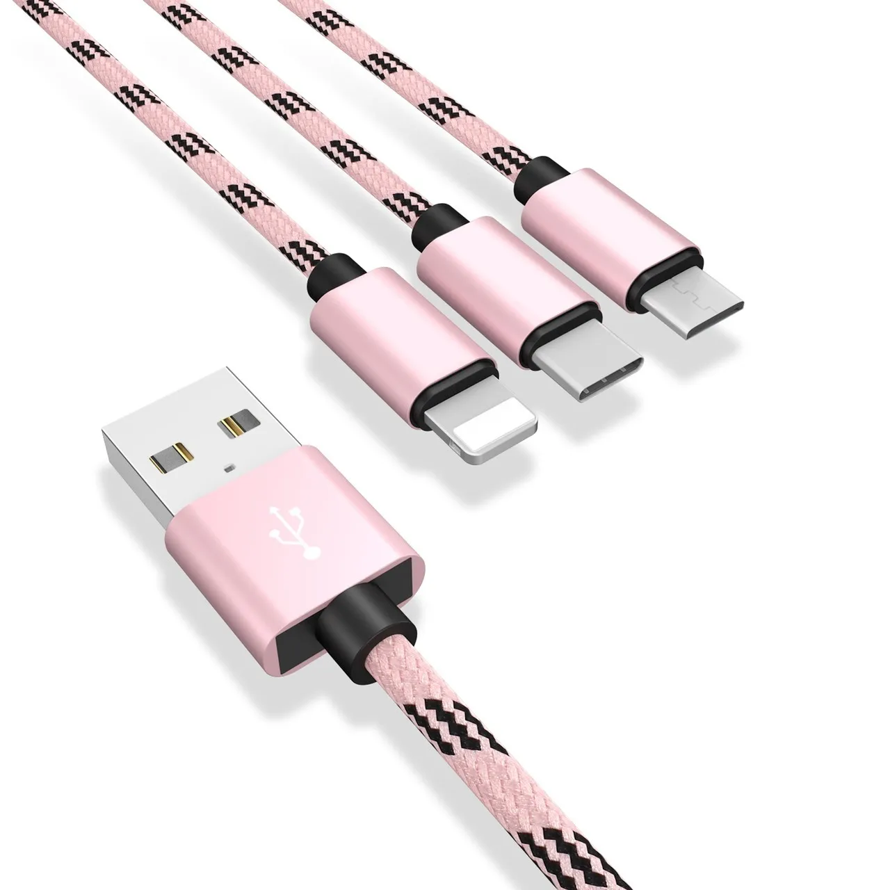 三合一鋁頭傳輸充電線(一拖三)