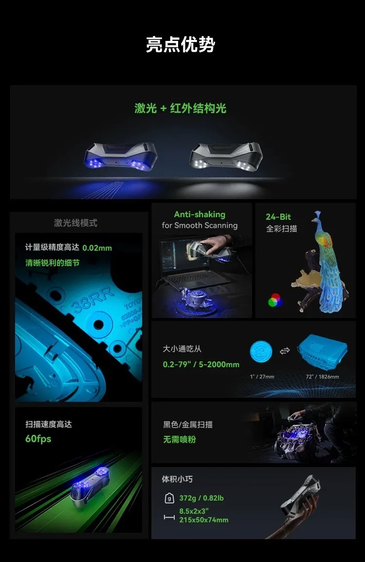 創想三維 Creality CR-Scan Raptor 雷射+紅外線結構光 3D掃描器 3D掃描儀