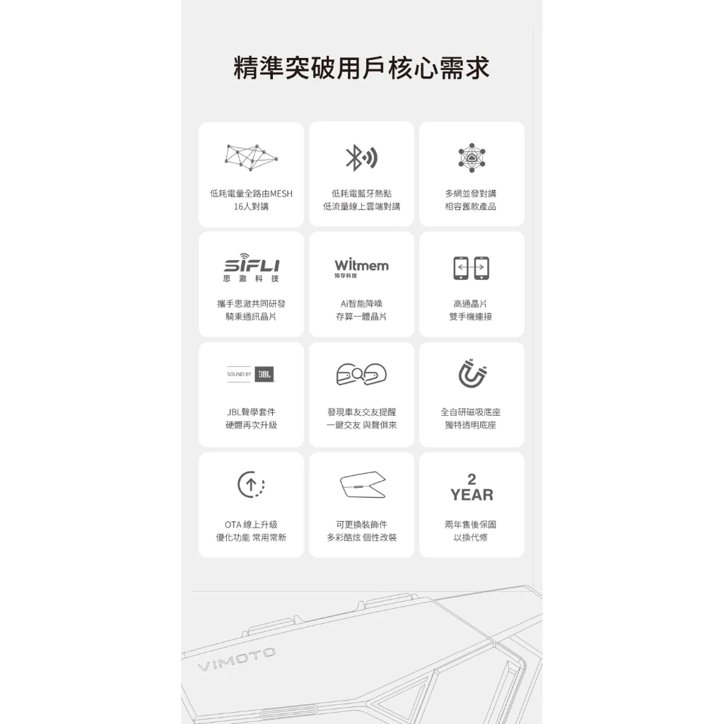 【Biker Shop】 VIMOTO 維邁通 VX86藍牙耳機 MESH網狀連線 多人對講 混音 JBL喇叭 磁吸底座