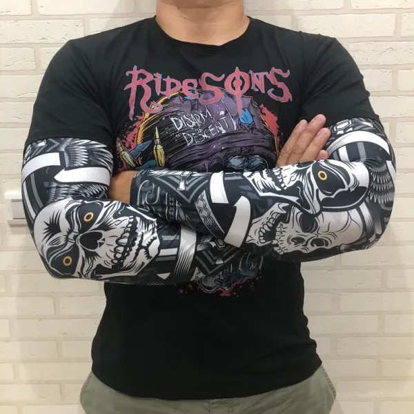 防曬涼感萊卡袖套 騎士袖套 防曬袖套 骷髏