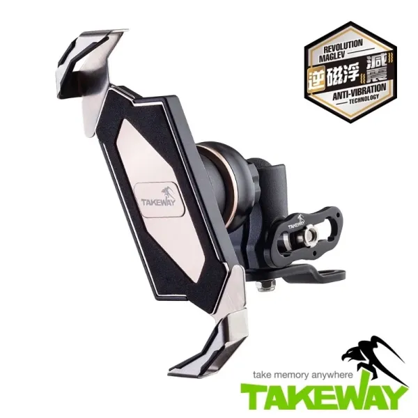 黑準Takeway Z手機架 磁浮減震 後照鏡款 鋁合金 摩托車手機架 二代逆磁浮 雙磁浮