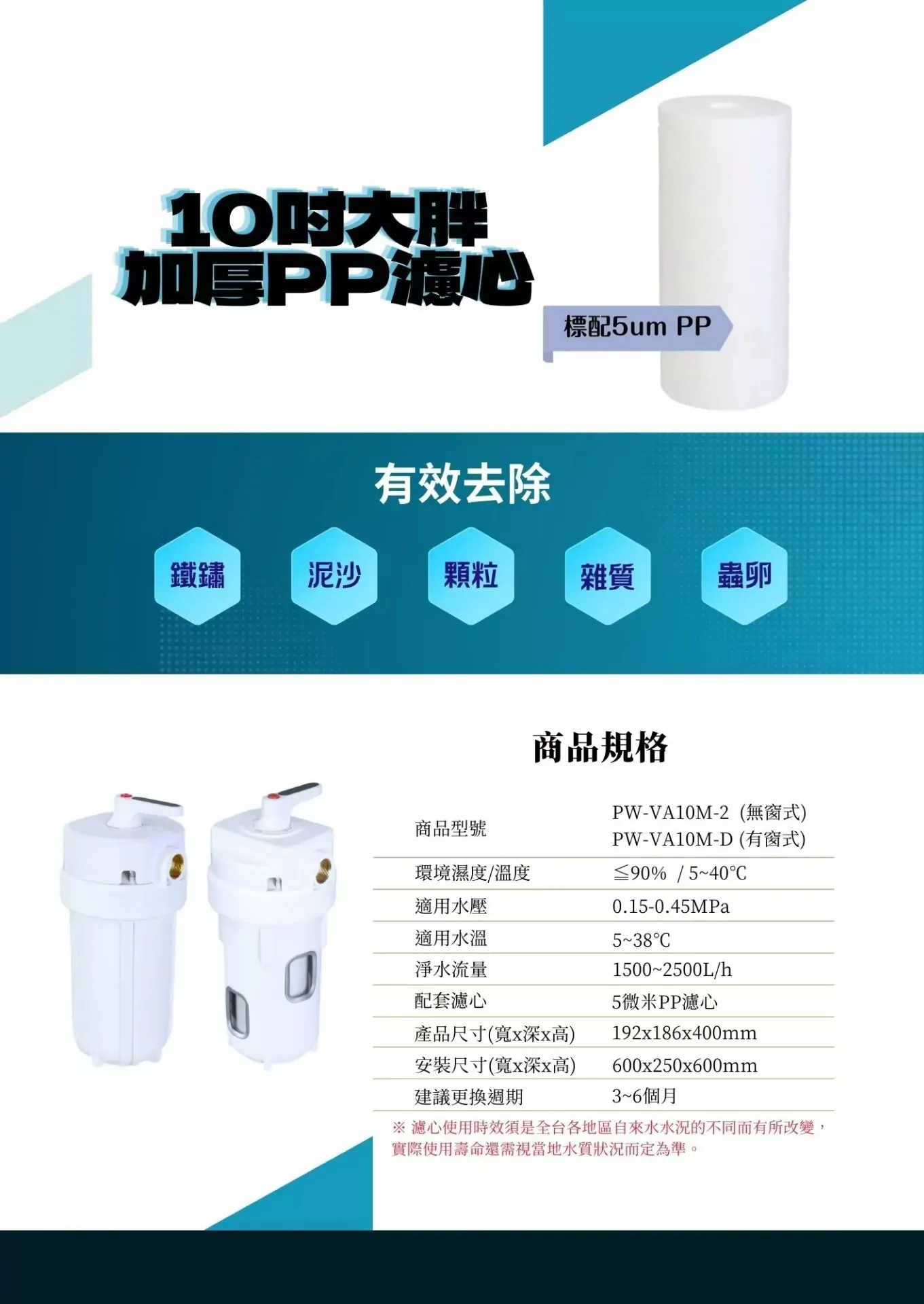 10吋大胖反沖洗中央淨水罐(無開式視窗)