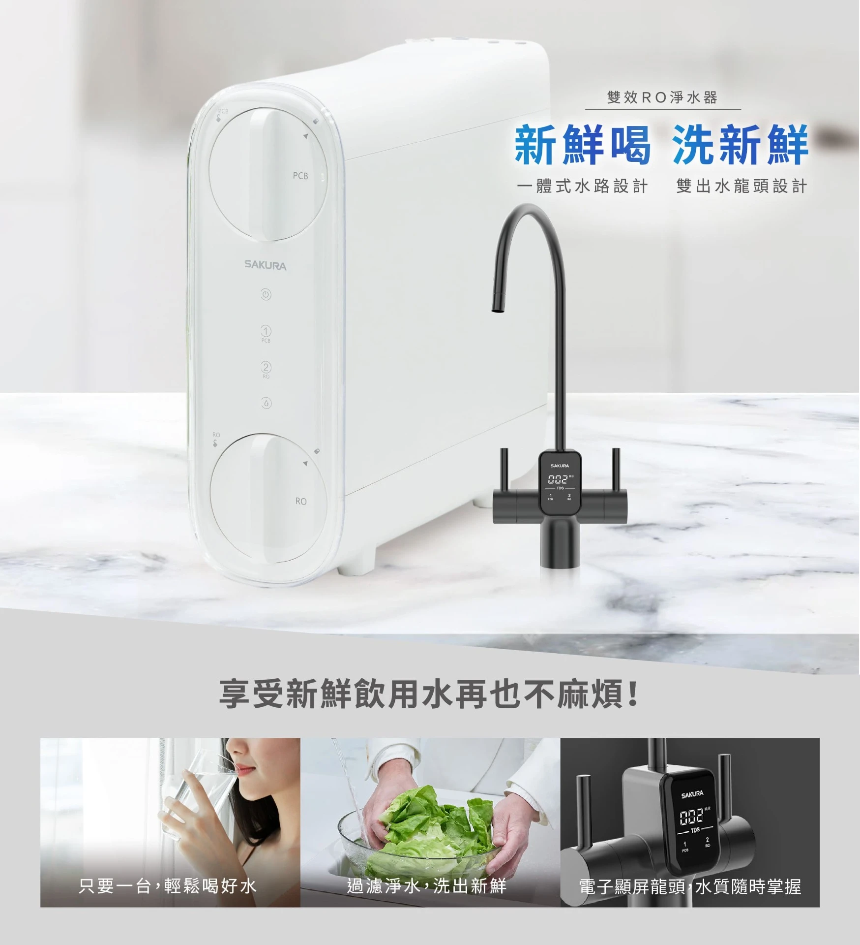 【SAKURA 櫻花】雙效RO淨水器 P0265
