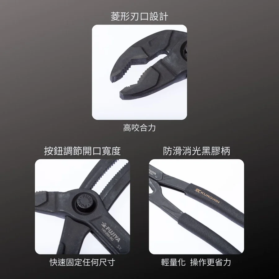 KUROKIN_快速定位水道鉗_250mm 黑金系列
