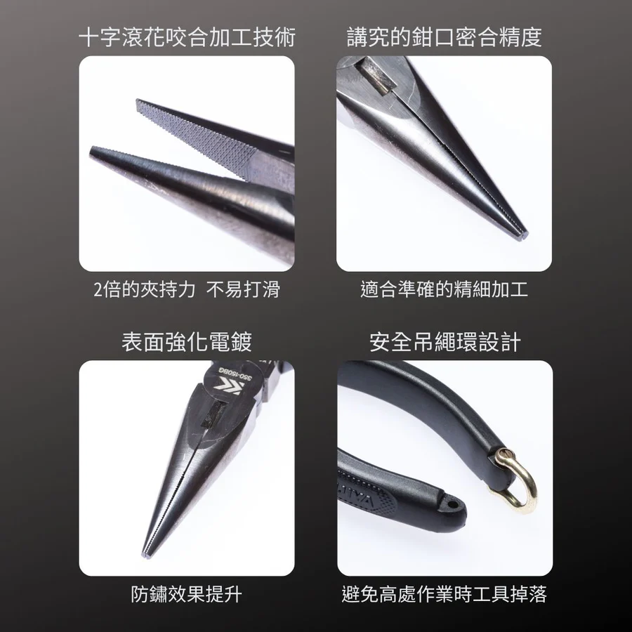 KUROKIN_尖口鉗-十字滾花_150mm 黑金系列