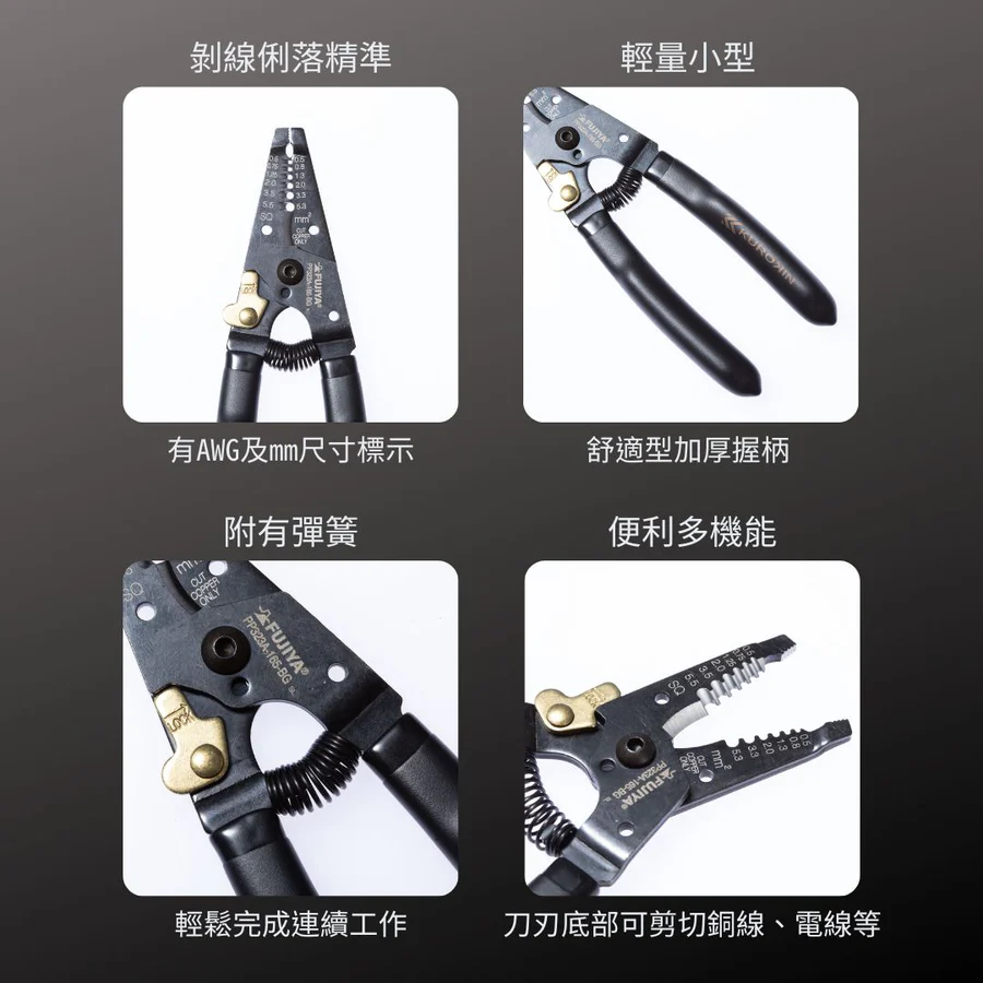 KUROKIN_剝線鉗_A型 黑金系列