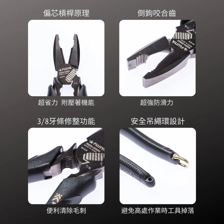KUROKIN_偏芯鋼絲鉗-牙條修整 黑金系列