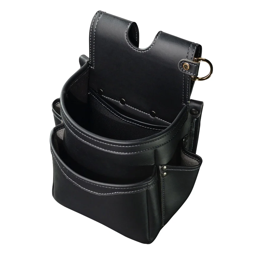 KUROKIN_輕量PU皮革腰間收納袋_二層 黑金系列