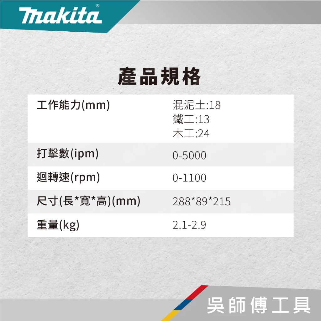 牧田 makita 18V二用輕型鎚鑽18mm(主機)