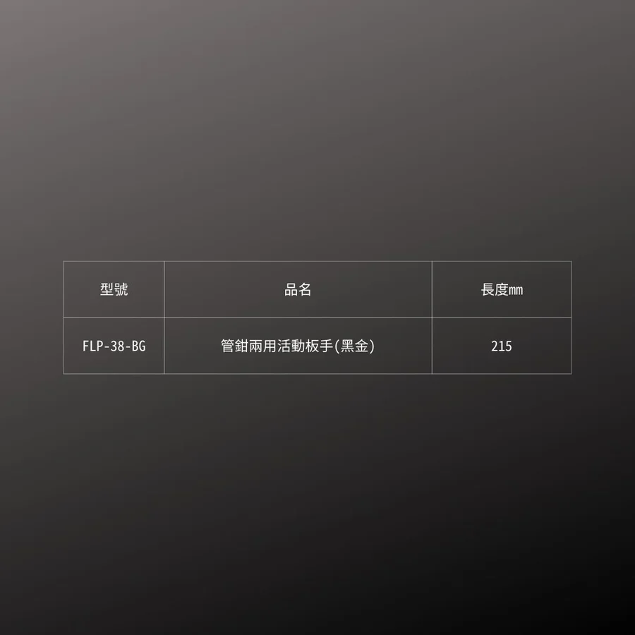 KUROKIN_管鉗兩用活動板手 黑金系列
