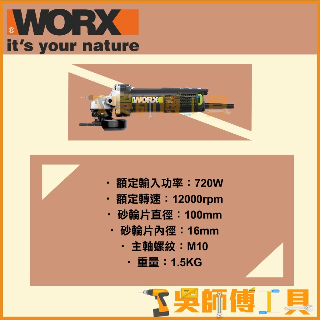 威克士 WORX WU800A 720W/100mm 4