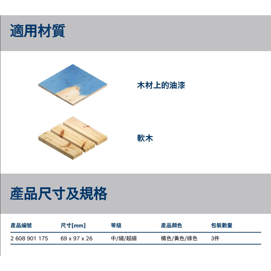 博世 BOSCH 2608901175 EXPERT 海綿砂紙方形三件套裝組