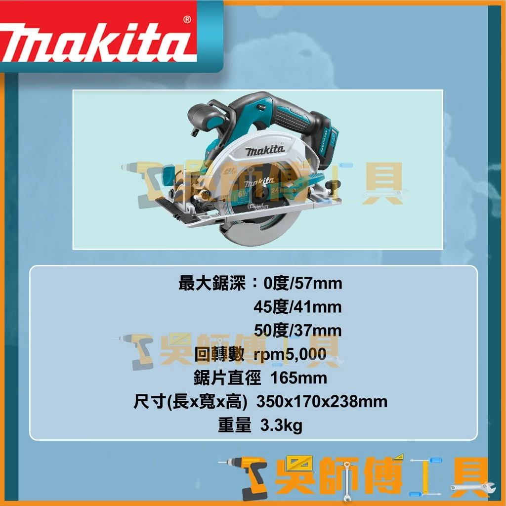牧田 Makita 165mm 18V木工圓鋸機(附鋸片)(主機)