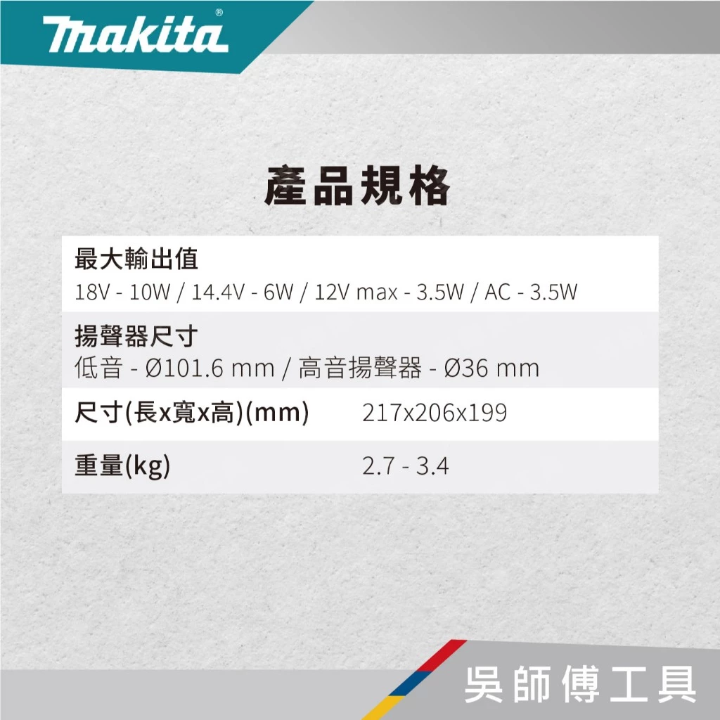 牧田 Makita 12-18V鋰電交流電兩用藍芽音響(IP56.USB充電孔)(主機)