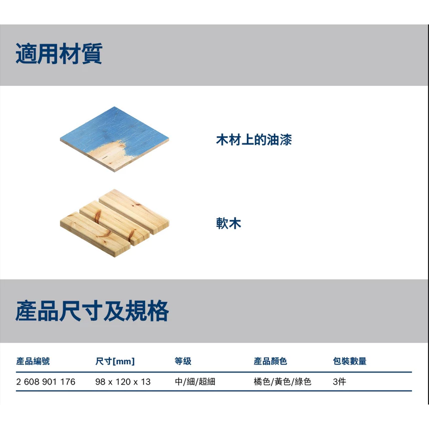 博世 BOSCH 2608901176 EXPERT 海綿砂紙扁形三件套裝組