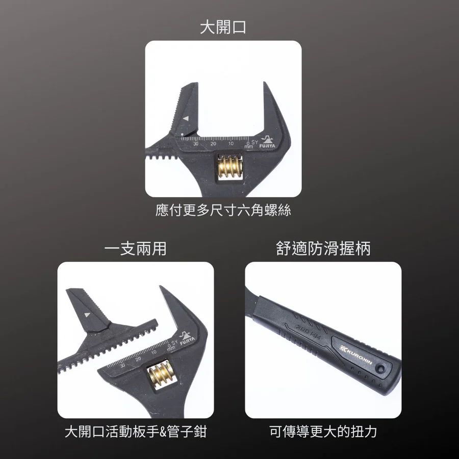 KUROKIN_管鉗兩用活動板手 黑金系列