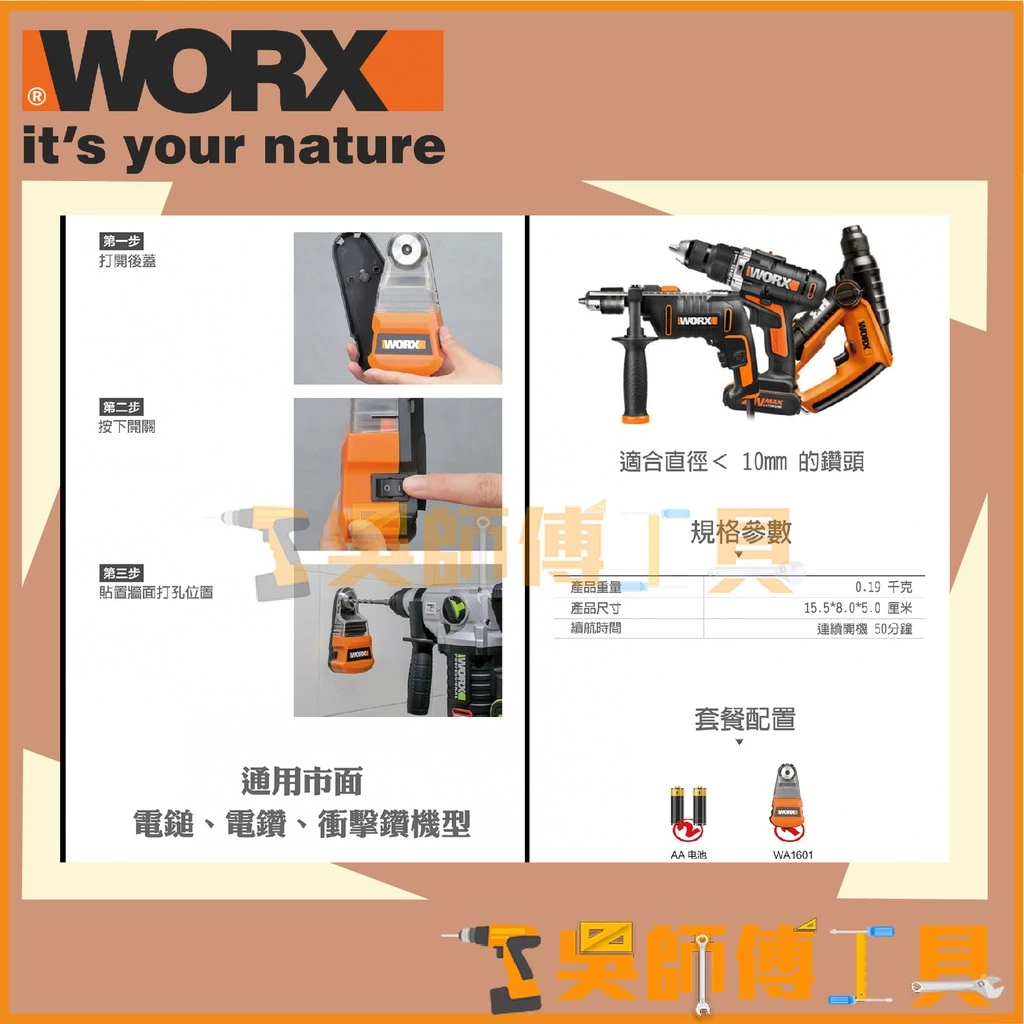 威克士 WORX WA1601 電動鎚鑽集塵盒