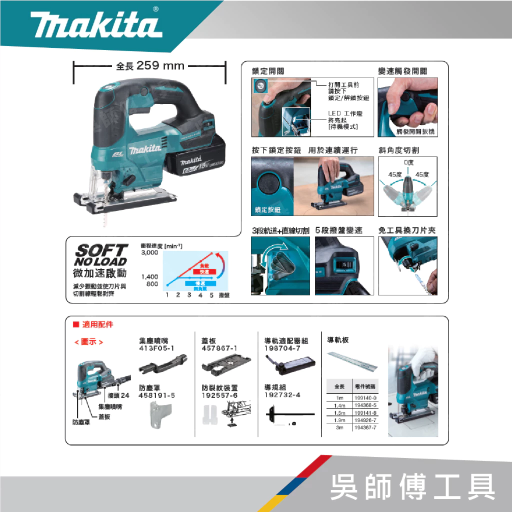牧田 makita 18V無刷手提線鋸機D型握把(主機)