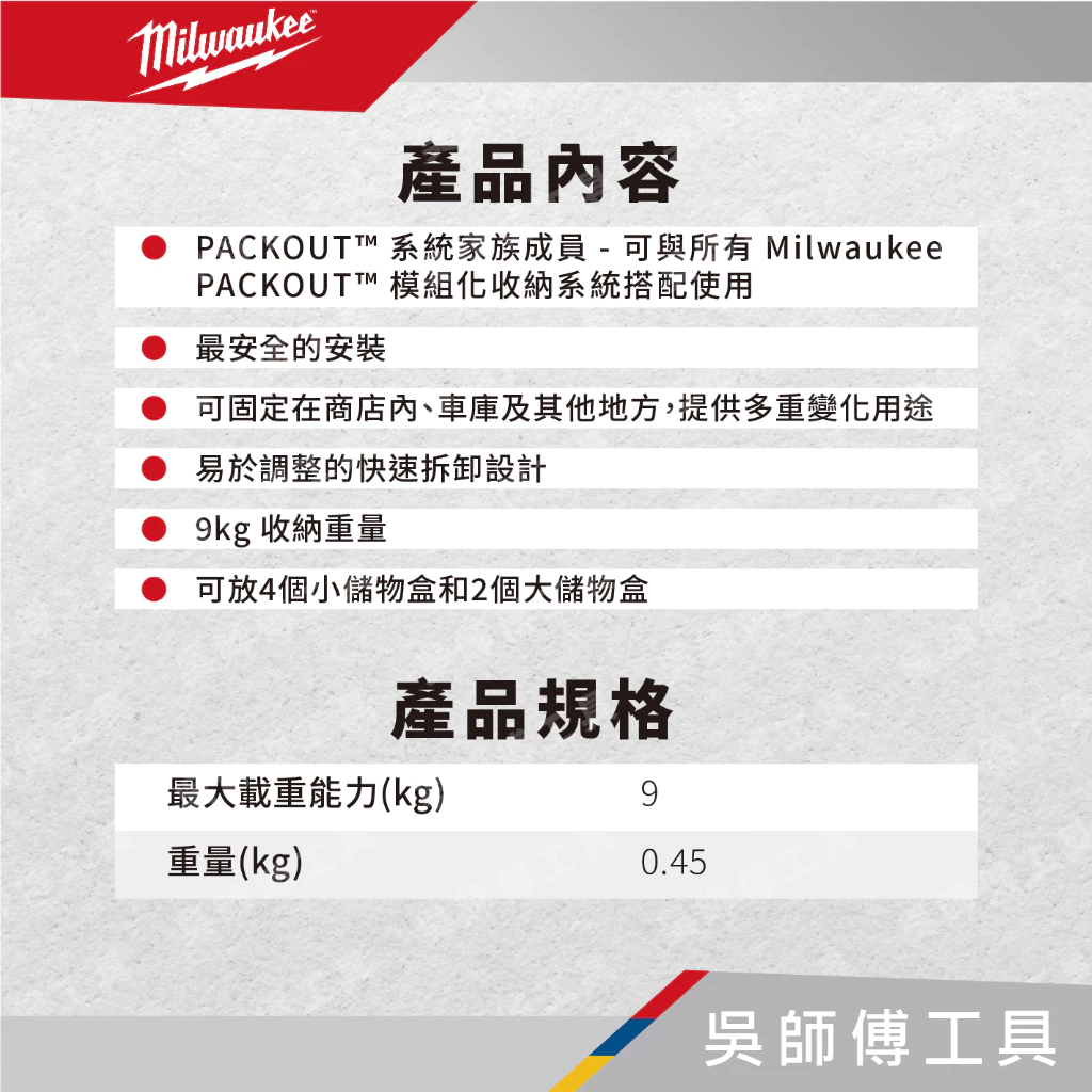 美沃奇 Milwaukee 48-22-8347 配套方形收納盒
