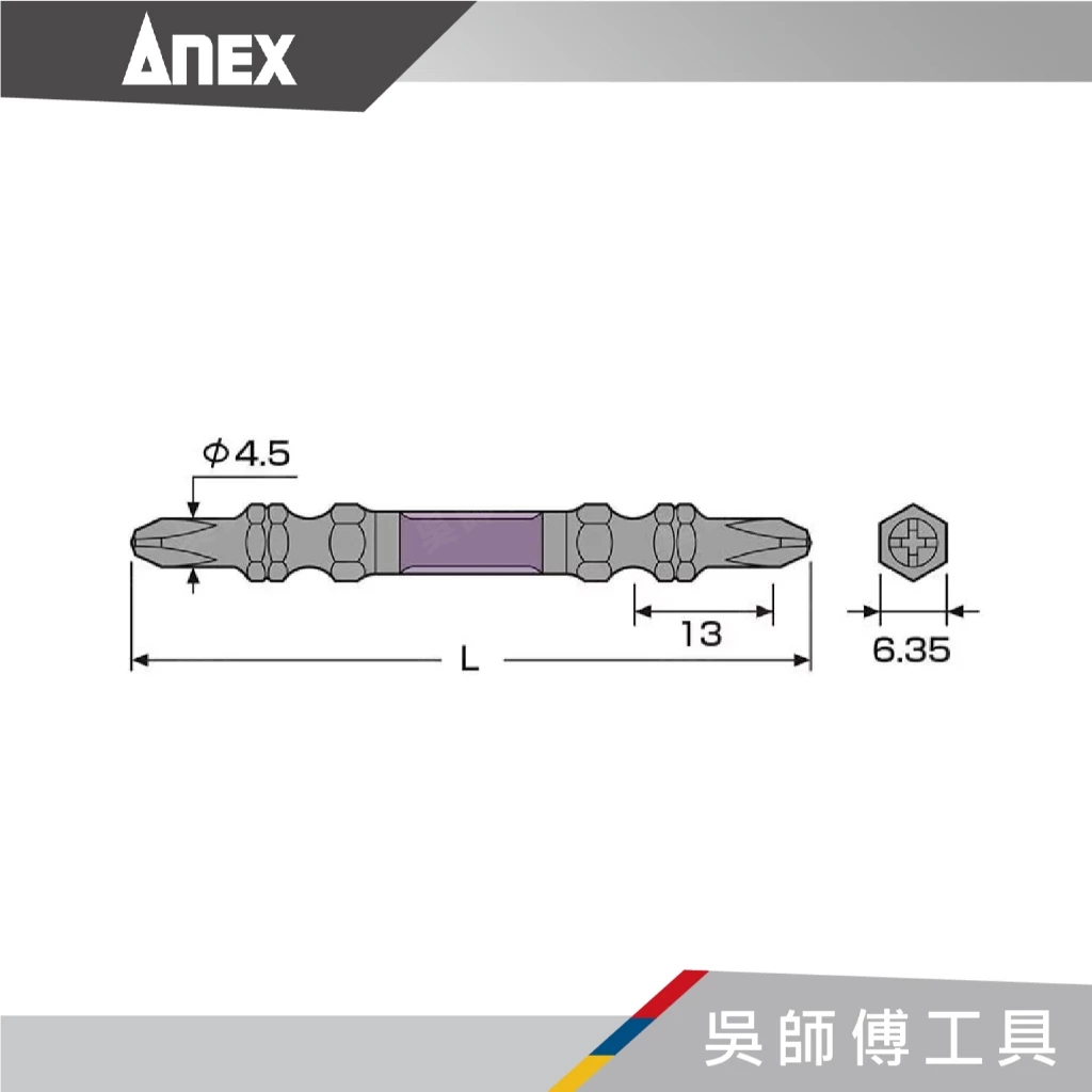 日本 ANEX 安耐適 ABRS ABRS5 黑龍靭高扭力slim雙頭十字起子頭 PH2