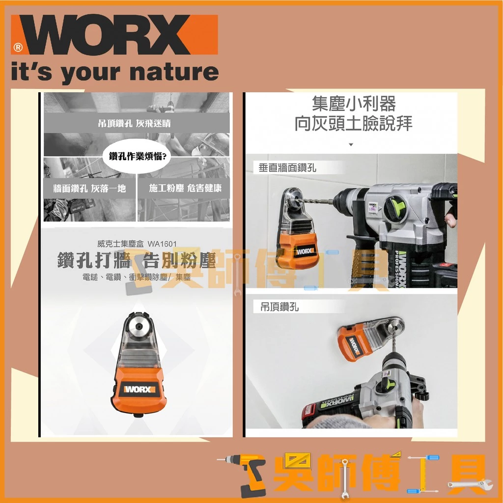 威克士 WORX WA1601 電動鎚鑽集塵盒
