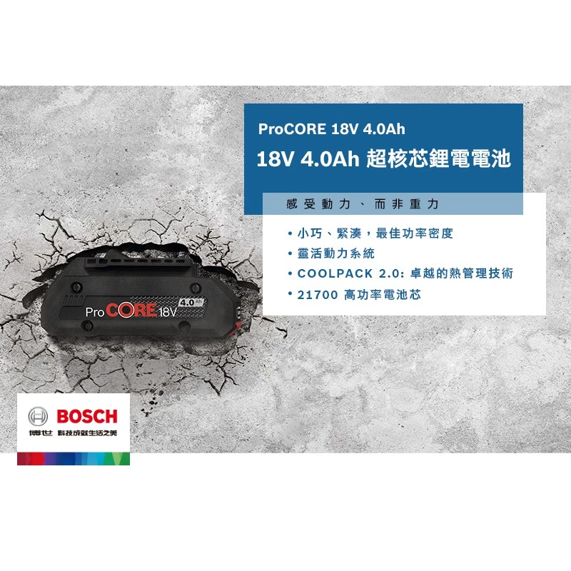博世BOSCH 18V 超核芯ProCORE 18V 4.0Ah鋰電池(紙盒)