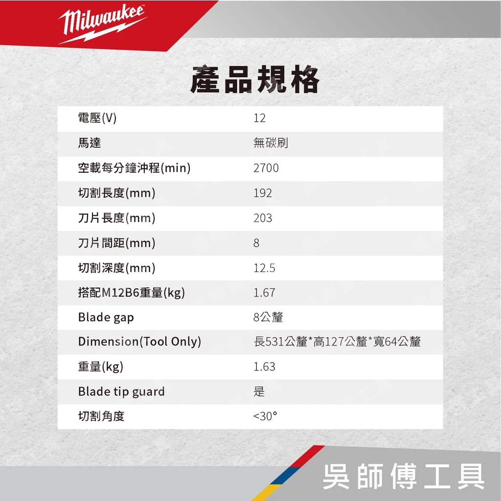 美沃奇 Milwaukee M12 FHT20 12V無刷8英吋修籬笆機