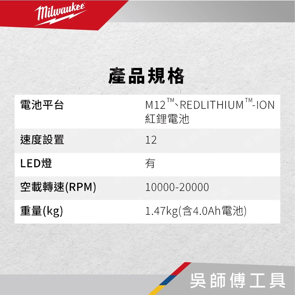 美沃奇 Milwaukee M12 FMT 12V無刷磨切機魔切機(附工具箱)(單機)