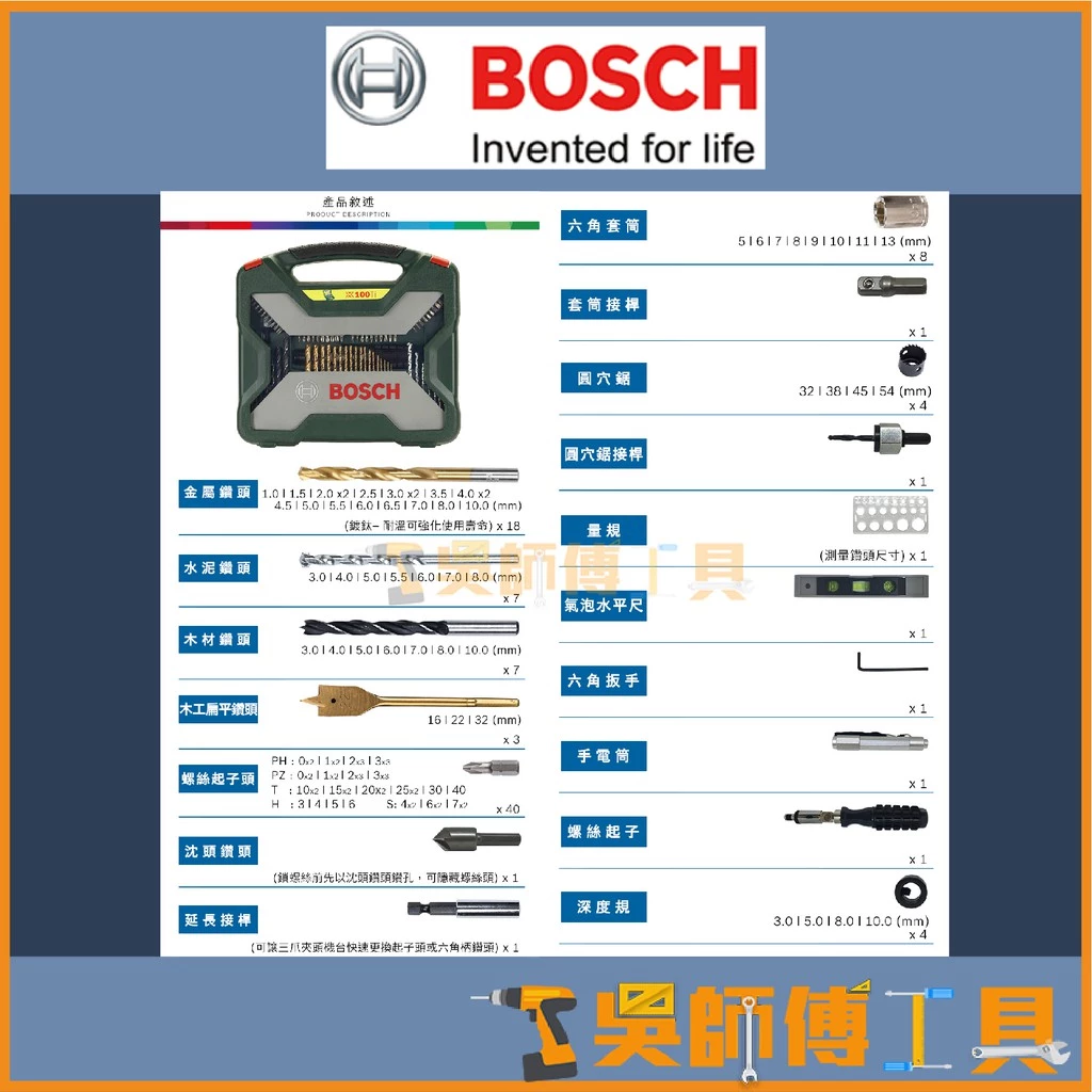 博世BOSCH 100件X-line鍍鈦套裝組