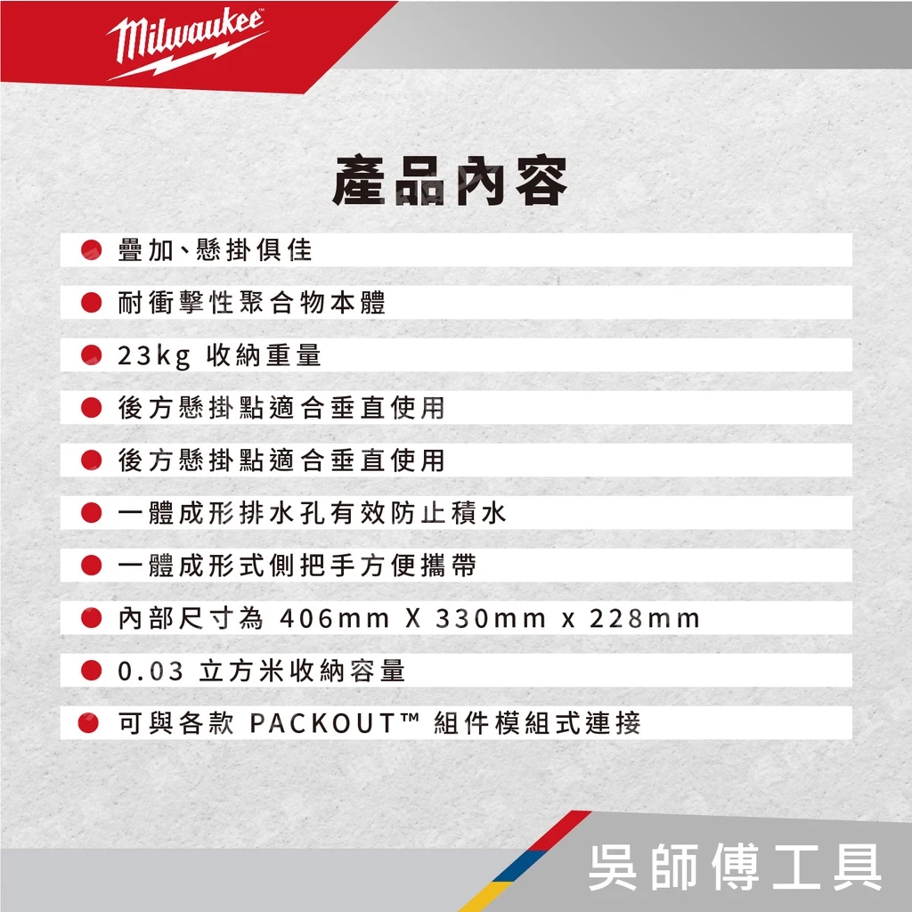 美沃奇 Milwaukee 48-22-8440 配套收納箱(菜籃)