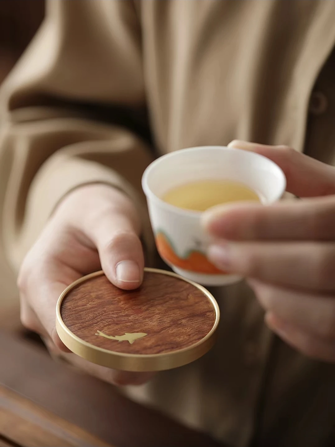 實木黃銅杯墊