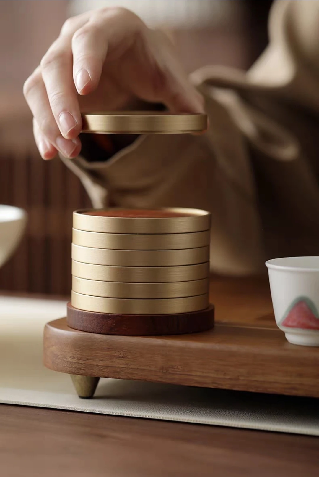 實木黃銅杯墊
