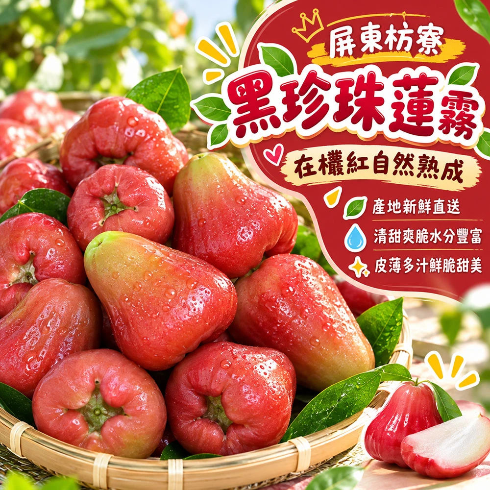 屏東枋寮黑珍珠蓮霧禮盒 3斤/4斤  1盒/2盒/3盒/4盒 預購12/15開始陸續出貨