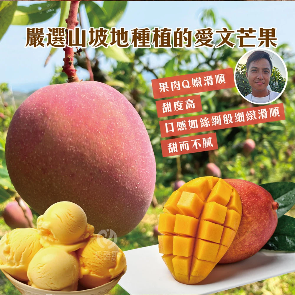 屏東枋山青農楊忠憲愛文芒果冰淇淋   【限量供應 含果率80%】下單後D+7工作天出貨