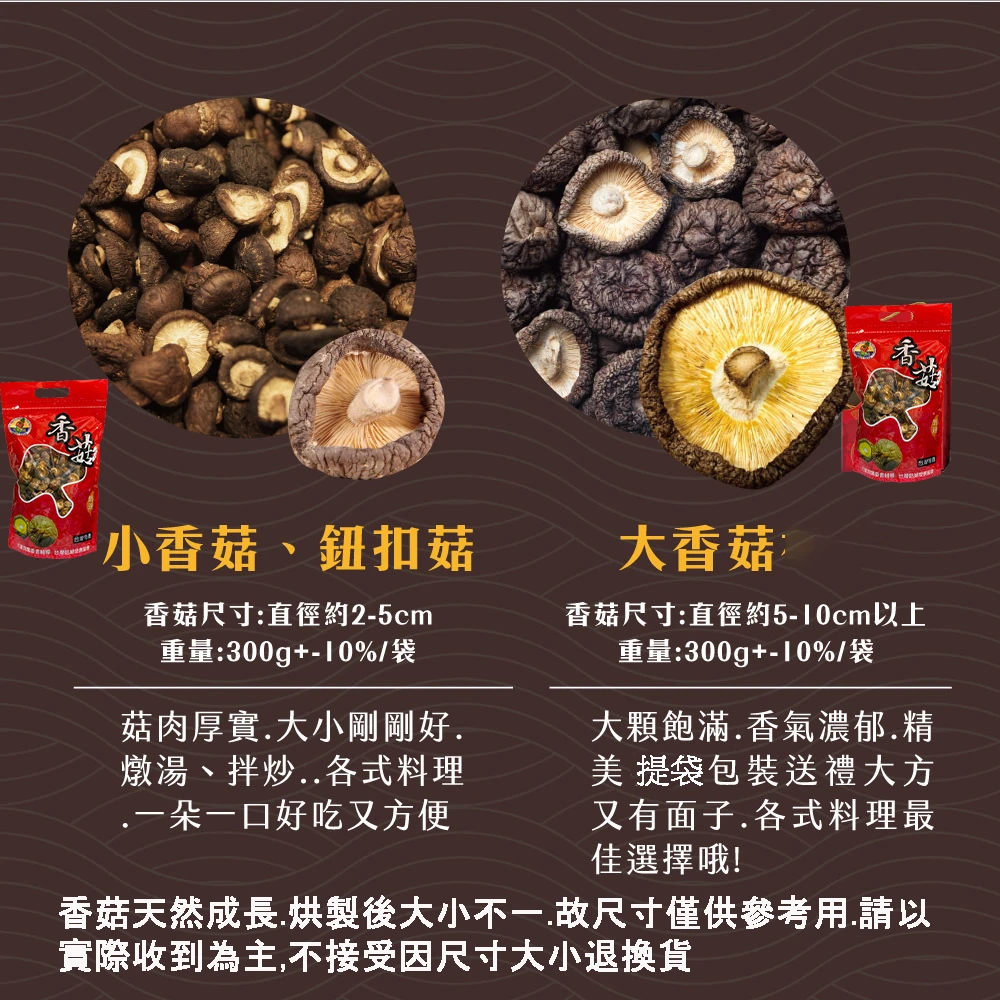 南投埔里正宗台灣香菇禮盒 (大香菇/小香菇)絕不混大陸菇