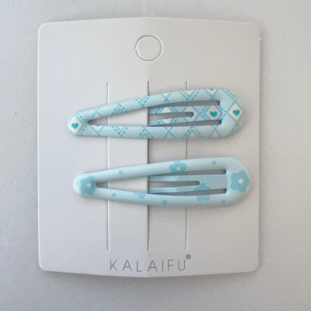 KALAIFU繪．BB夾2入-水滴-藍小花