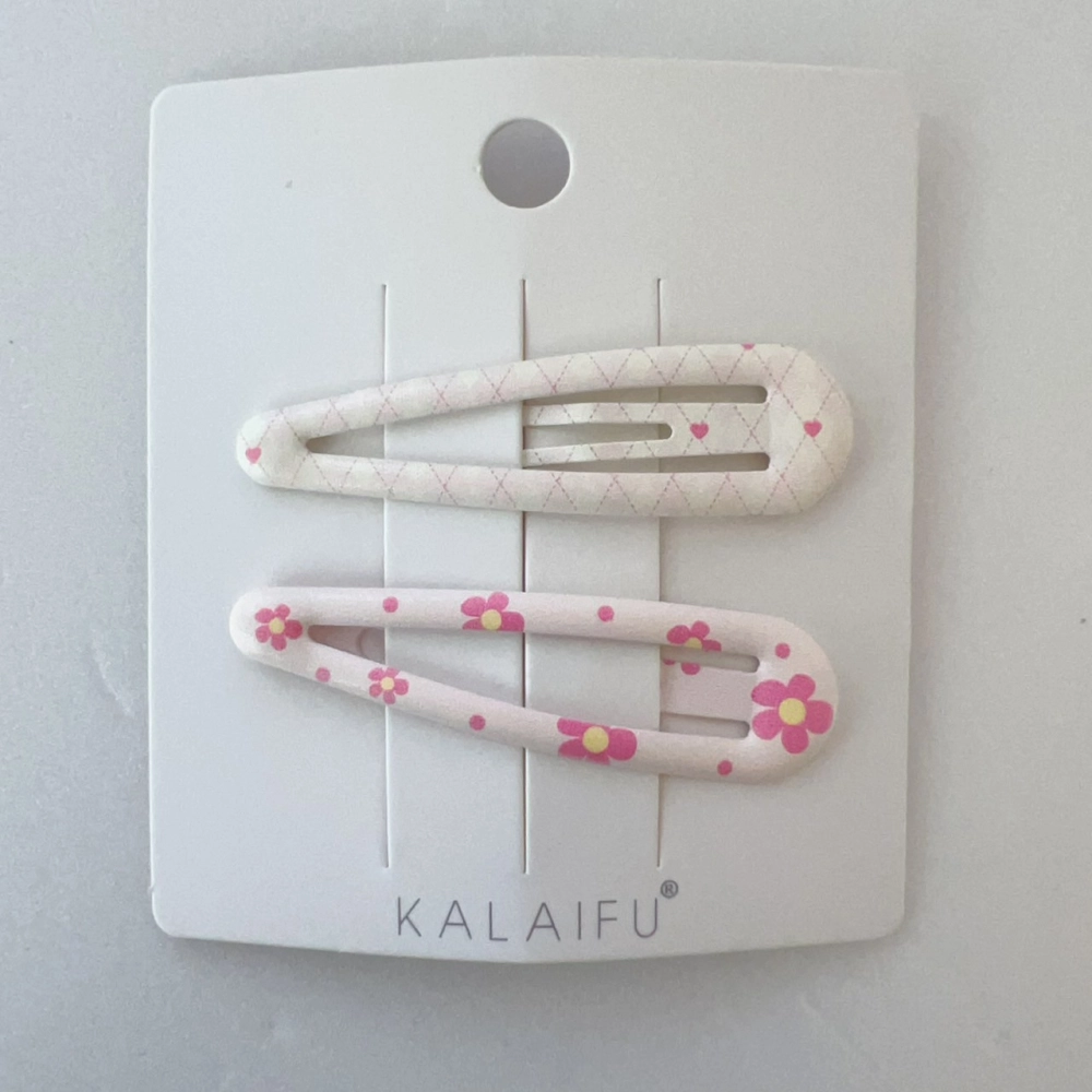 KALAIFU繪．BB夾2入-水滴-白粉小花