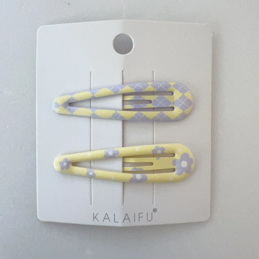 KALAIFU繪．BB夾2入-水滴-黃紫小花