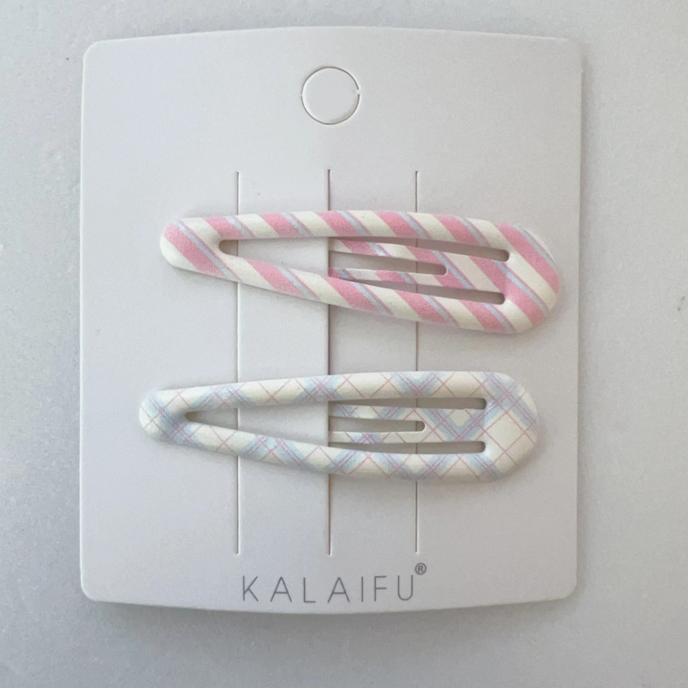 KALAIFU繪．BB夾2入-水滴-粉紫線條