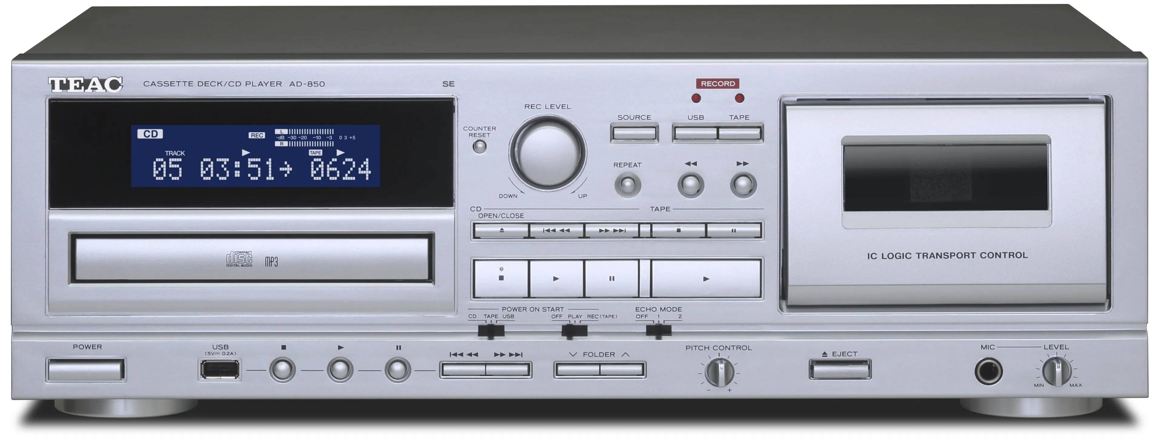 日本TEAC AD-850-SE 卡式錄音機/ CD播放器 /USB配備帶迴聲功能的麥克風輸入