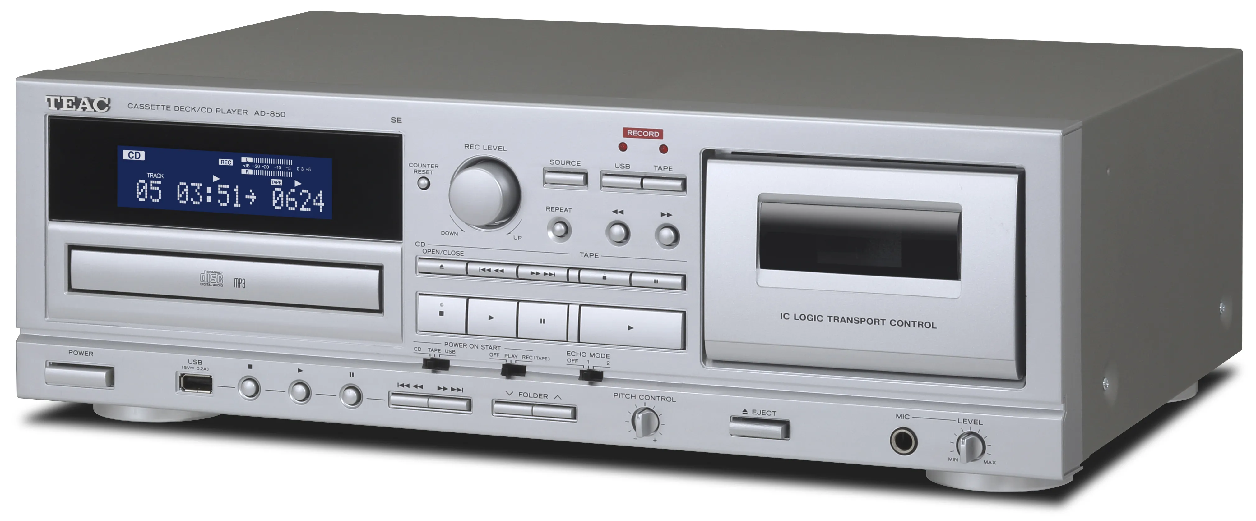 日本TEAC AD-850-SE 卡式錄音機/ CD播放器 /USB配備帶迴聲功能的麥克風輸入
