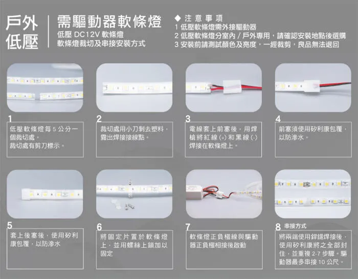 舞光3528低壓戶外LED軟條燈 (白光/黃光)D-35WO12V4 驅動器另購，一捆五米